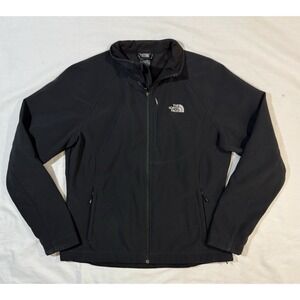 The North Face TNF Soft Shell Logo Dome Spell Out Black Womens Full Zip Jacket L